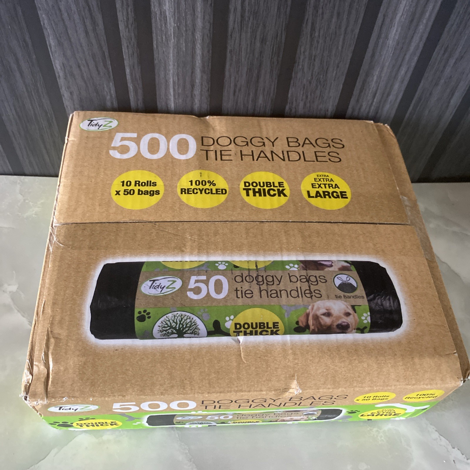 500 TidyZ Dog Poo Bags. Made from 100% Recycled Plastic. 10 rolls 50 bags