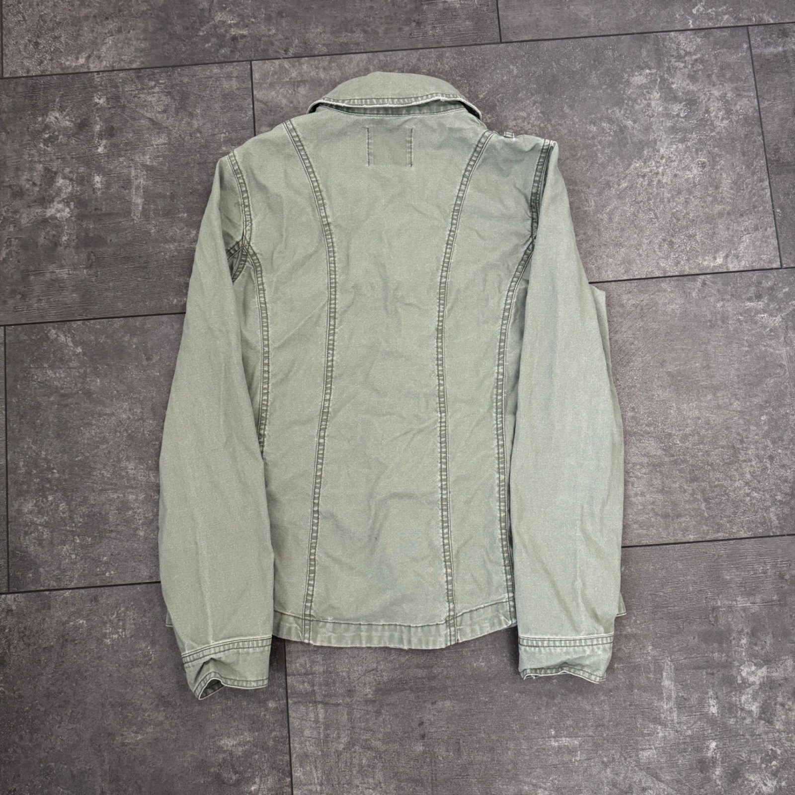 Mudd Womens Utility Jacket Green Button Front Poc… - image 4