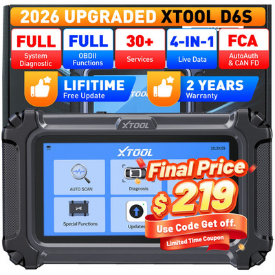 2026 XTOOL D6S Car OBD2 Scanner FCA Full System Diagnostic Tool 30+ Reset CANFD