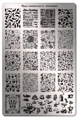 Moyra 22 Gastromania Nail Stamp Plate Rice Pudding Tea Pizza Food Picnic Cheese