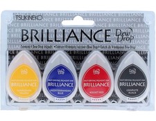Tsukineko 4-Pack Brilliance Dew Drop Inkpads, Basics Color Set