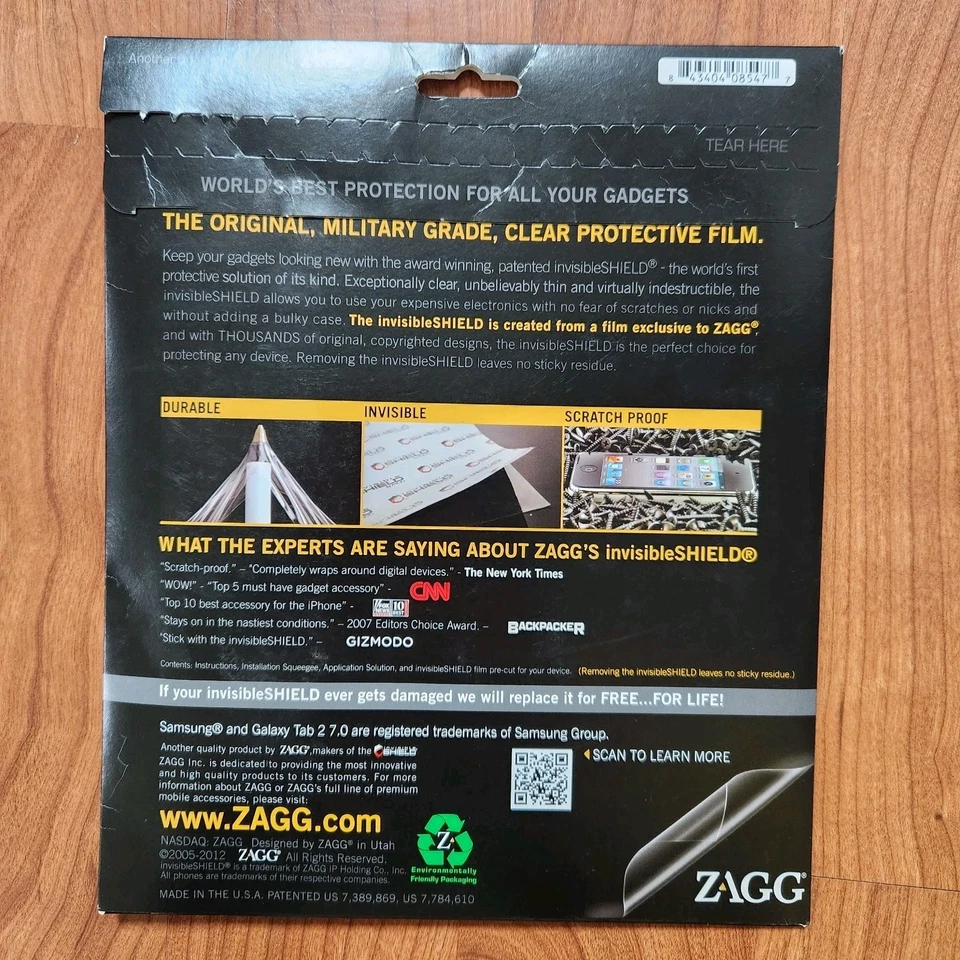 ZAGG Invisible Shield for Samsung Galaxy Tab 2 7.0 Screen Protector NEW SEALED - Image 3 of 3