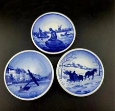Royal Copenhagen Plates Mini Delft Cobalt Blue Denmark Scenes Mermaid Set of 3