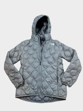 Gray North Face Thermoball Eco Hooded Zipper Jacket Girls Youth M Medium 10/12