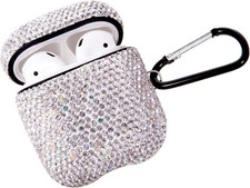Sparkly Diamond Case for Airpods with Keychain, Shockproof Protective Premium Bl