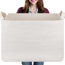 108L Extra Large Blanket Basket, for Living Room, Nursery, Bedroom, Laundry R...