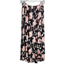 VTG Her Style Skirt Womens Maxi Floral Roses Crinkle Boho 90s Y2K Romantic