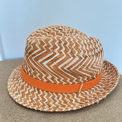 Lola Hats Woven Orange and White Fedora with Brown Band, Nwt Lola Hats Clothing, Shoes & Accessories for Women on Sale up  main image 3
