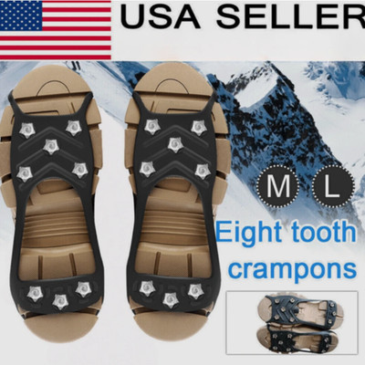 Ice Snow Anti Slip Spikes Grips Grippers Crampons Cleats For Hike Shoes Boot
