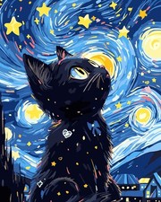 Paint by Numbers for Adults Black Cat, Paint by Numbers Kit on Canvas for Beginn