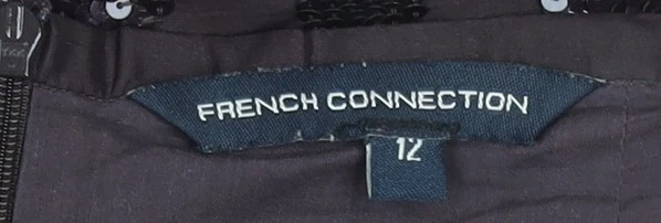 French Connection Women Black Sequin Silk Pencil Skirt Size 12 - Image 4 of 4