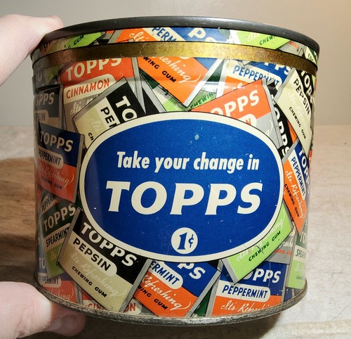 VERY RARE TAKE YOUR CHANGE IN TOPPS 1 CENT PEPSIN GUM TIN w/LID EXCELLENT SHAPE - Picture 2 of 12