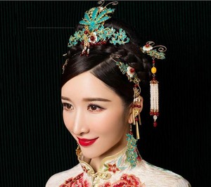 Bride Phoenix Chinese Coronet Earrings Hairpin Hair Comb Wedding