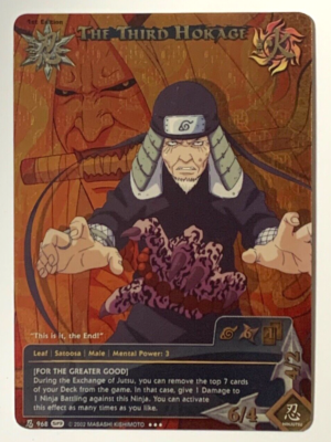 NARUTO CCG TCG THE THIRD HOKAGE 968 1ST EDITION SUPER RARE CARD