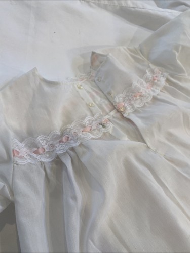 Antique Christening Gown Dress & Slip, French Sewing Val Lace Embroid, Hand Made - Picture 19 of 22