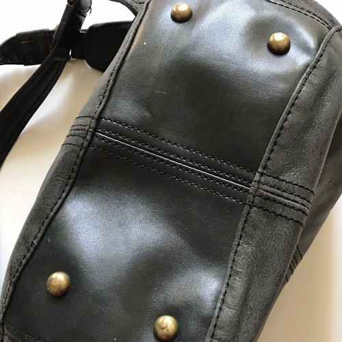 TIGNANELLO Blue Gray Suede Soft Leather Shoulder Hobo Purse Bag Distressed Look - Picture 5 of 10