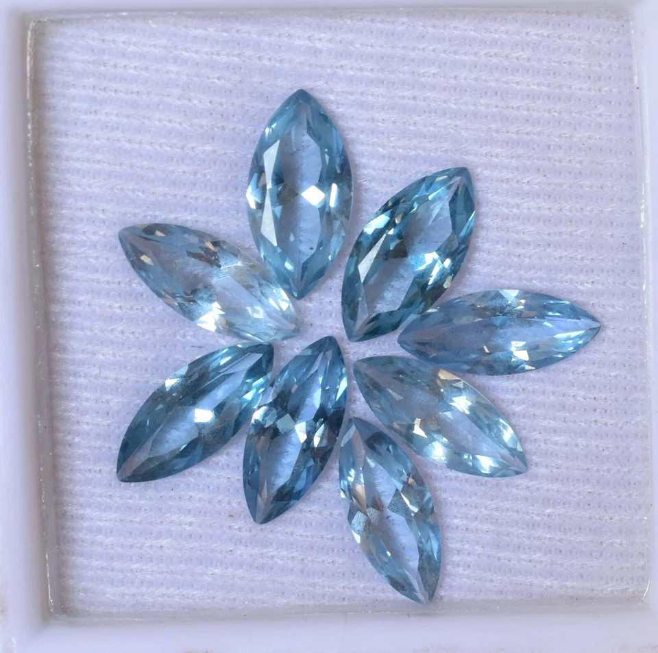 8 piezas de aguamarina azul natural 11 x 4 mm AAA+ piedras preciosas sueltas certificadas marquesa Foto 4 de 4