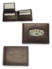 WESTERN COWBOY LEATHER WALLET WITH TEXAS PLATE Cartera de Piel Placa Texas