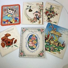 Lot of 6 Vintage Greeting Cards 1940s all used / signed ~ Made in USA