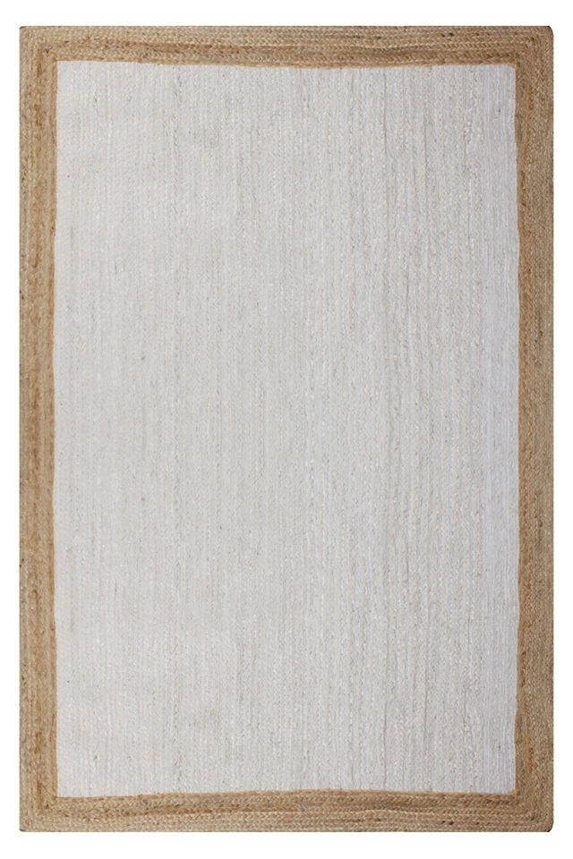 Натуральный джутовый белый ковер Kilim для гостиной плетеный вручную ковер для прихожей 6x9 футов - Изображение 4 из 4