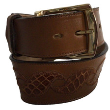 Tony Lama Brown Leather Belt Made in USA Size 26