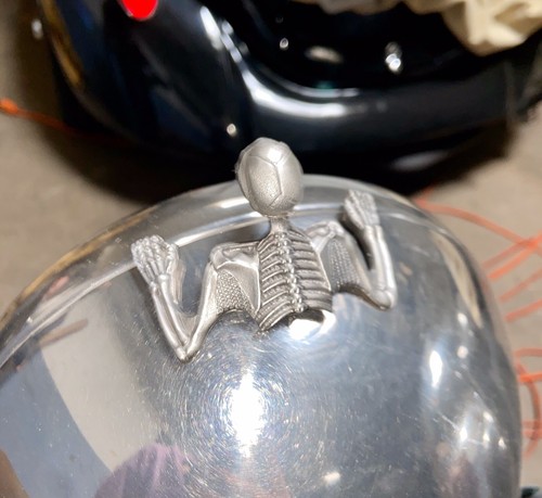 HAND CRAFTED SKELETON SKULL RAT ROD HOT ROD MC HEADLIGHT ORNAMENT - Picture 2 of 11