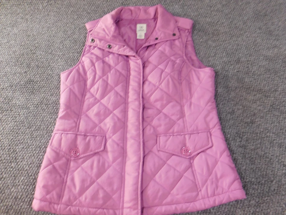 Izod Vest Womens Small Purple zip puffer bubble snap classic polyester - Image 3 of 4