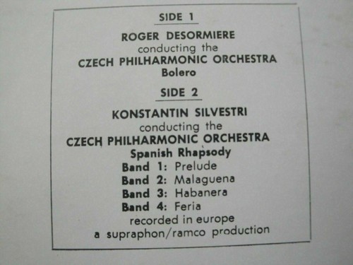 RAVEL BOLERO ROGER DESORMIERE CONDUCTING THE CZECH PHILHARMONIC VINYL LP MONO - Imagen 3 de 3