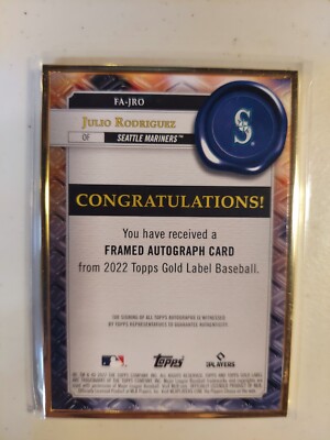 2022 Topps Gold Label Julio Rodriguez Rookie Framed Auto RC #FA