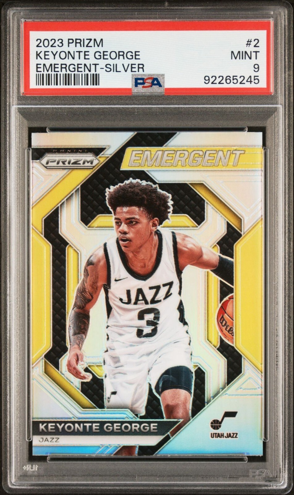 Keyonte George - 2023-24 Prizm Emergent Silver RC PSA 9 - Jazz Rookie