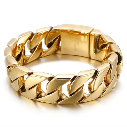 20mm Polished Stainless Steel Large Cuban Link Chain Bracelet Men's Heavy - Picture 17 of 36