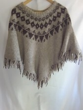 Vintage 70  s Wool Fair Isle Poncho Cape Boho Hippie