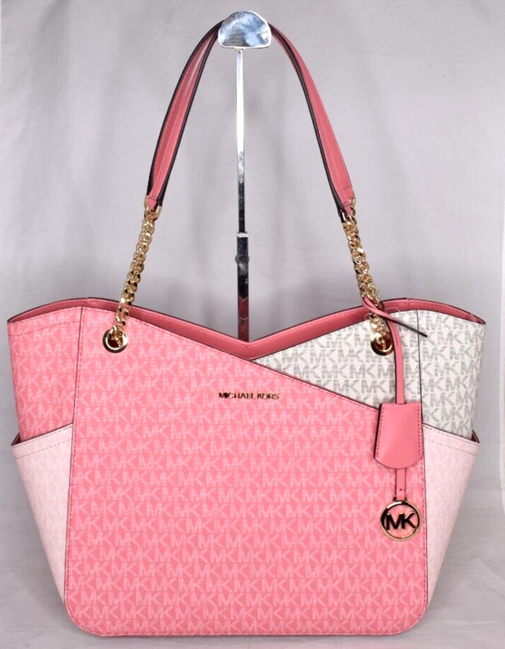 NEW Michael Kors Tea Rose Pink Jet Set Travel Large X Chain Shoulder Tote  Purse