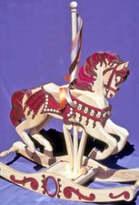 Woodworking plan to build a Carousel Rocking Horsse in wood.