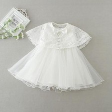 Sale Bow Christening Gown Lace Baptism Dress Baby Christening Dress with Cape