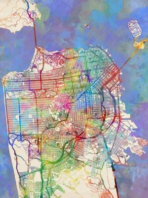 Poster - San Francisco Map, Modern Abstract City Streets, 4 Sizes
