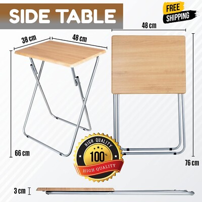Side Folding Snack Wooden TV Table Coffee Tea Laptops Sofa Camping Dinner  Picnic UK