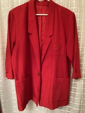 Vintage 80s Barrie Stephens Solid Red Blazer Size Large Made In USA