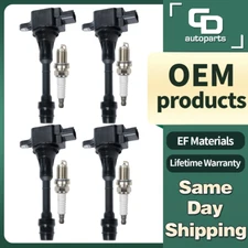 UF350 4 Ignition Coil + Spark Plug for Nissan Altima X-Trail Sentra 2002-13 2.5L