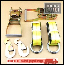 6pcs Combo Lasso Straps Wheel Lift Ratchet Snap Hook Tow Tie Down Axle Trailer