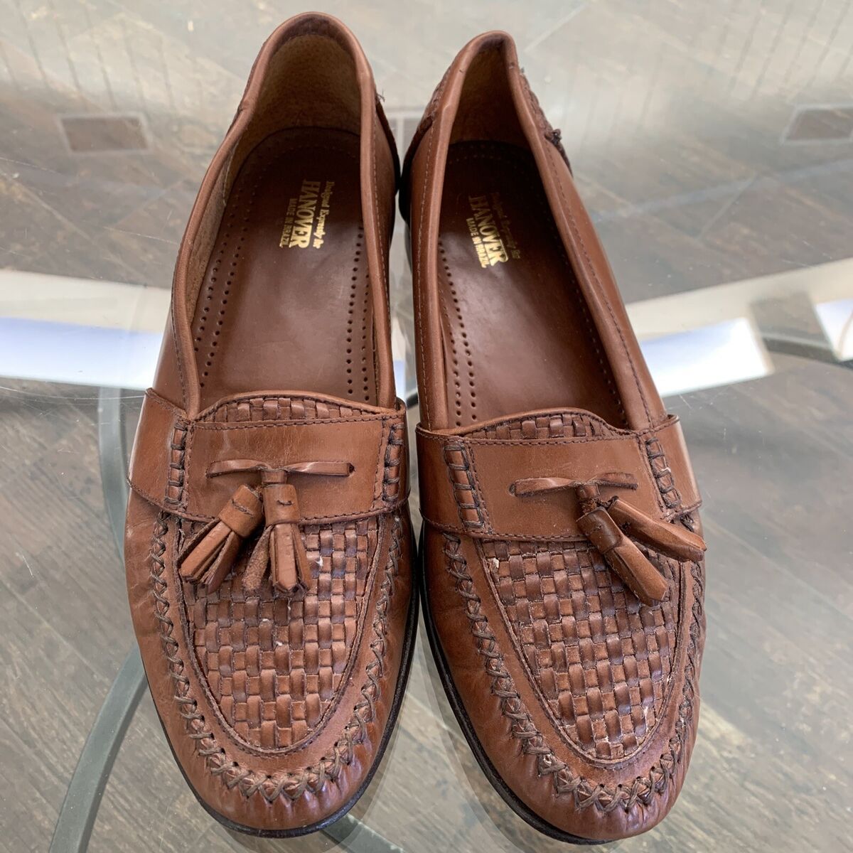 Hanover Chestnut Woven Leather Basket Weave Tassel Loafers Hanover Chestnut Woven Leather Basket Weave Tassel Loafers