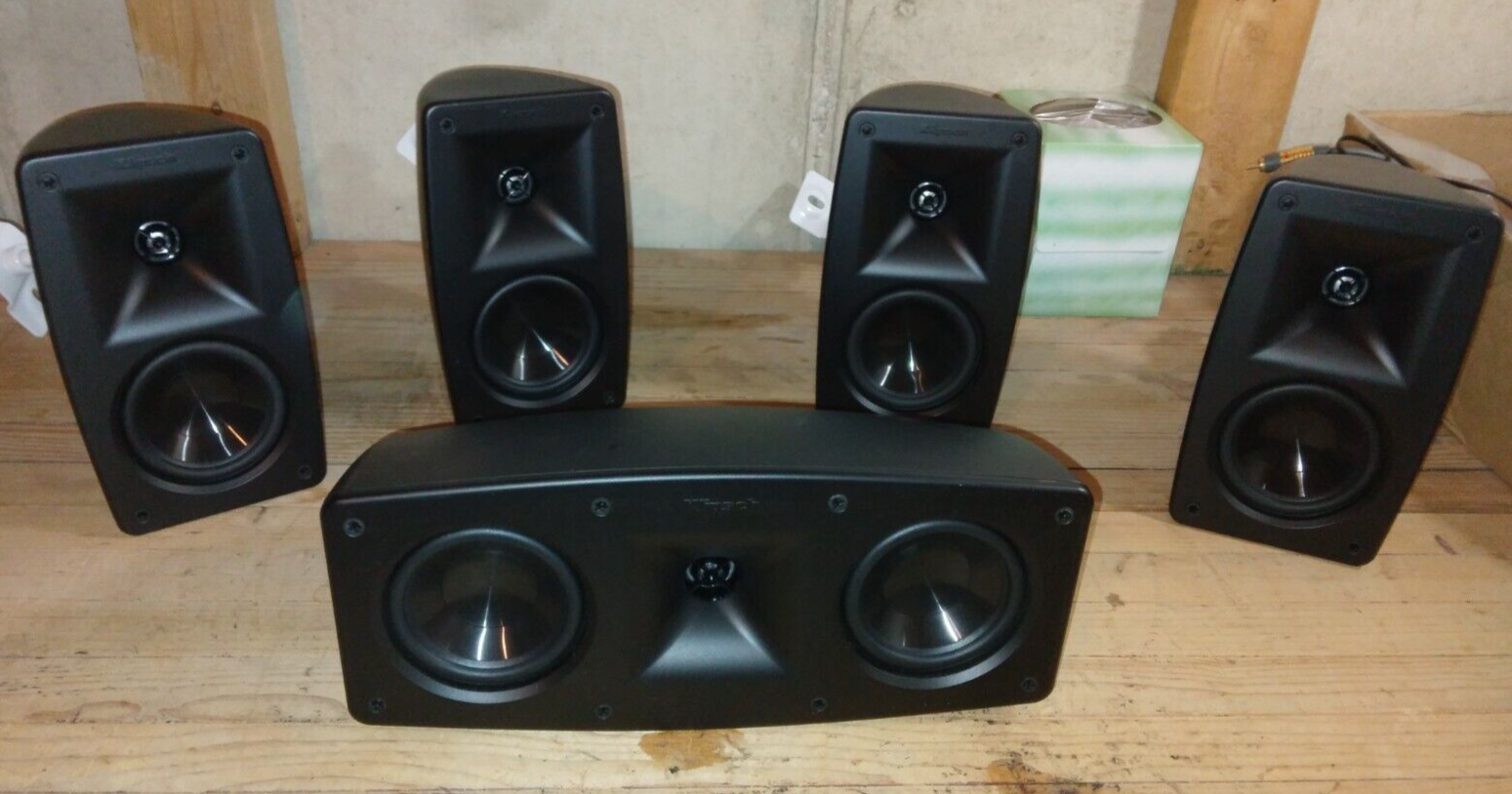 Set of 5 Klipsch Quintet Satellite Speakers W/Center & 4 Wall Mounts eBay