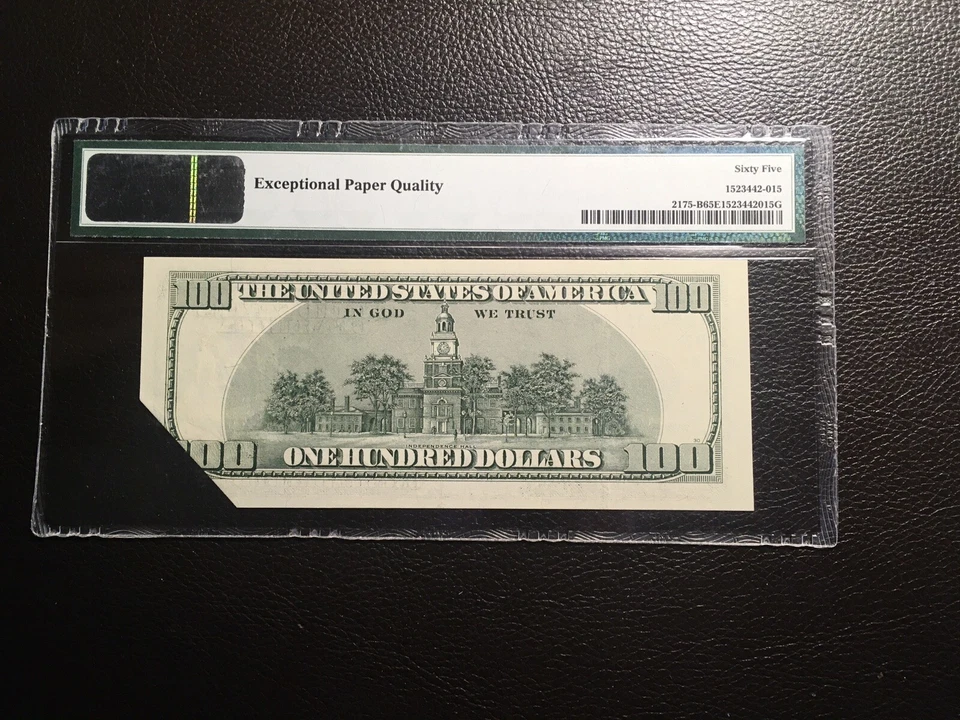 100.00 FRNote 1996 Error Printed Fold PMG 65 EPQ Here’s one you don’t see often - Image 2 of 2