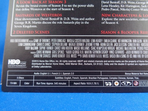 DVD -- Game of Thrones – Season4 - all men must die -- english+french+spanish - Bild 3 von 7