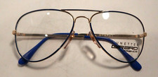Vintage GIRARD 3361 Blue/Gold 52/20 Double Bridge Metal Eyeglass Frame NOS 302