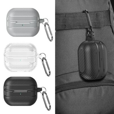 Für Samsung Galaxy Buds 3 Pro Stoßfeste Kohlefaser Muster Hülle + Schlüsselanhänger Abverkauf