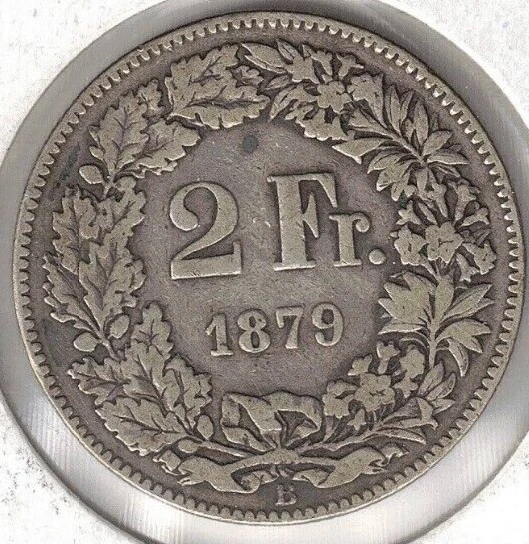 1879 Switzerland Silver 2 Franc Coin - Image 2 of 2