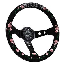 350mm 3deep Dish 6-bolt Steering Wheel Black Suede Blessed Limited Edition