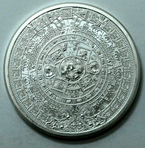 2 Oz 999 Silver Aztec Mayan Calendar Collectible Coin Medal Bullion Rare Round..