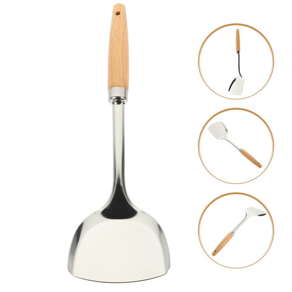 Professional Wok Spatula Stainless Steel Safe Metal Chinese Style eBay